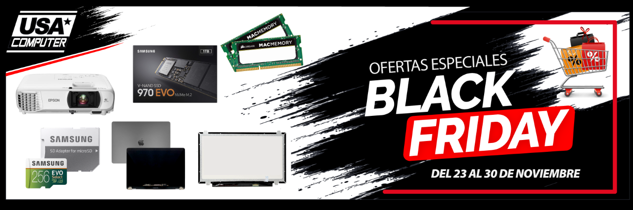 𝗕𝗹𝗮𝗰𝗸 𝗪𝗲𝗲𝗸𝗲𝗻𝗱 𝗲𝗻 𝗨𝘀𝗮 𝗖𝗼𝗺𝗽𝘂𝘁𝗲𝗿 𝗱𝗲𝗹 𝟮𝟯 𝗮𝗹 𝟯𝟬 𝗱𝗲 𝗡𝗼𝘃𝗶𝗲𝗺𝗯𝗿𝗲
Ampliación de Disco SSD y RAM SSD 5 a 20 Veces Mayor Velocidad y Capacidad - Proyectores &amp; Lamparas - Repuestos MAC - Discos externos - Memorias Celular y Cases para tu Mac Book.  Grandes Descuentos¡¡¡ desde el 30% al 50% 